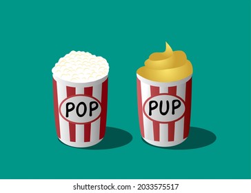 Pop Corn And Pup Snacks Vector