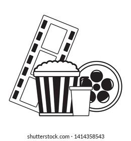 pop corn reel soda cinema movie vector illustration