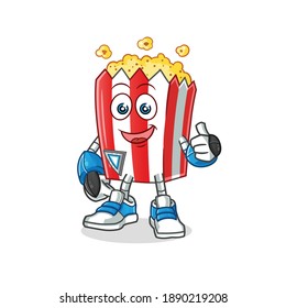 pop corn robot character. cartoon mascot vector
