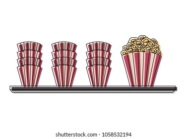 pop corn in shelf cinema icon