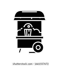 Pop corn shop black icon, concept illustration, vector flat symbol, glyph sign.