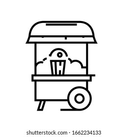 Pop corn shop line icon, concept sign, outline vector illustration, linear symbol.