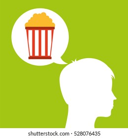pop corn silhouette head think movie vector illustration eps 10