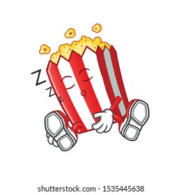 pop corn sleep mascot vector cartoon illustration