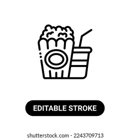 pop corn snack icon editable stroke. vector illustration