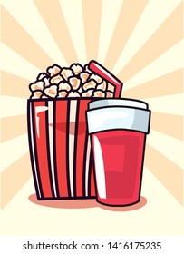 pop corn soda pop art background