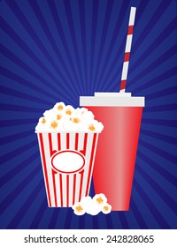 Pop corn and soda drink vector artwork 
