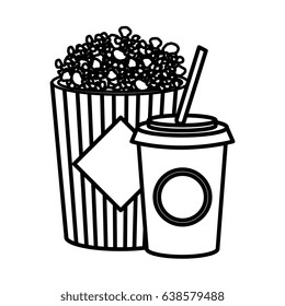 pop corn and soda isolated icon