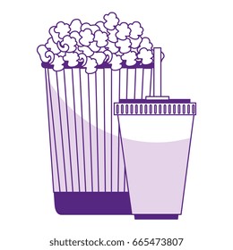 pop corn with soda isolated icon