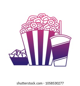 pop corn with soda and snacks cinema icon