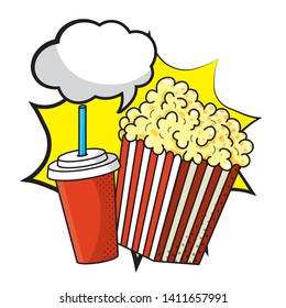 pop corn and soda vector illustration