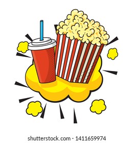 pop corn and soda vector illustration