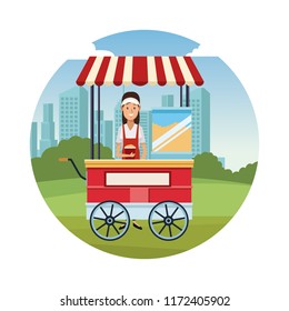 Pop corn stand cartoon