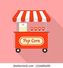 Pop corn street shop icon. Flat illustration of pop corn street shop vector icon for web design