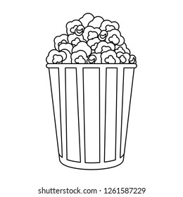 Pop corn in striped bucket in black and white