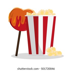 Pop corn and sweet apple of carnival design