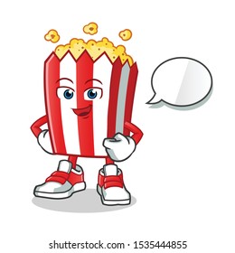 pop corn talking mascot vector cartoon art illustration