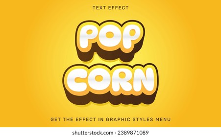 Pop corn text effect template in 3d design