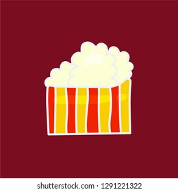 pop corn vector. hand drawn icon. snack theater illustration. editable stroke.