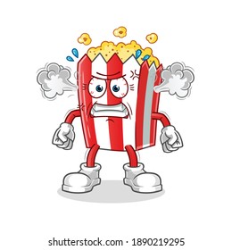 pop corn very angry mascot. cartoon vector