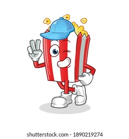 pop corn young boy character. cartoon mascot vector