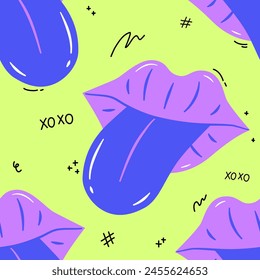 Pop Culture Lips Colorful Fashionable Background Wallpaper Seamless Pattern