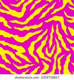 Pop Culture 90er Jahre Nahtlose Muster Hintergrund Acid Psychedelic Style. Vektorgrafik von Zebra-Streifen aus Tierhintergrund