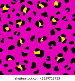 Pop Culture Nineties Seamless Pattern Background Acid Psychedelic Style . Vector illustration of Animal Leather Wallpaper