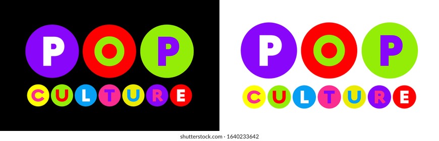 Pop culture word on colored circles