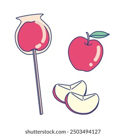 Pop and cute apple candy illustration
