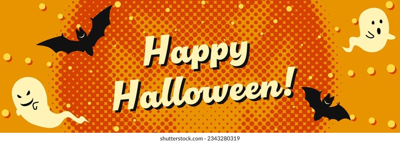 Pop and cute banner template for Halloween