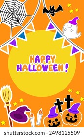 Pop, cute and colorful Halloween illustration frame material