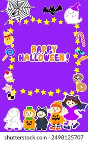 Pop, cute and colorful Halloween illustration frame material