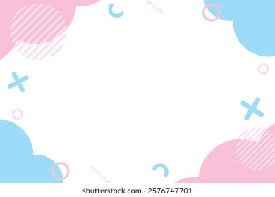 Pop and cute frame illustrations in pink and light blue