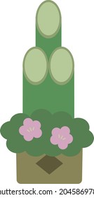 Pop and cute illustration of Kadomatsu New Year's card Japan