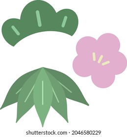Pop and cute illustration of Shochikuume New Year Japan