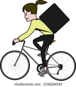 Pop and cute line drawing vector illustration of a cyclist