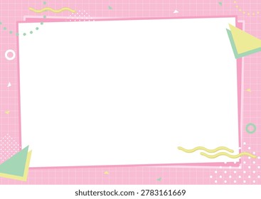 Pop and cute memphis background frame illustration