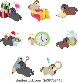 The pop and cute pony illustration set.