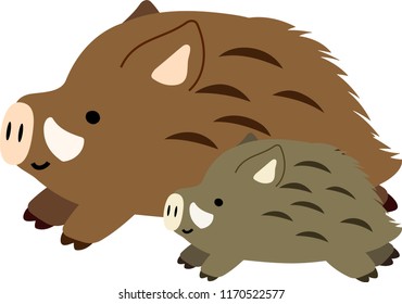 Pop Cute wild boar illustration
