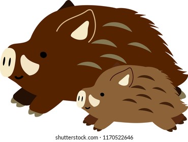 Pop Cute wild boar illustration