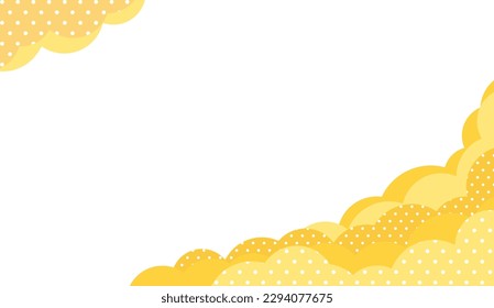 Pop cute yellow cloud shaped and polka dot square frame banner background . Text can be added.