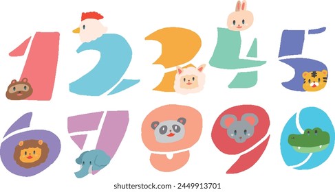 Pop Deformed Animal Figures Icon Illustration Set 2
