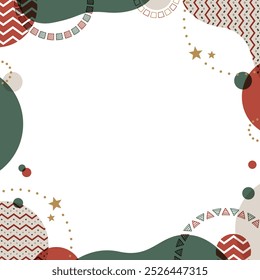 Pop design background frame, winter image decoration, Christmas colors, square size