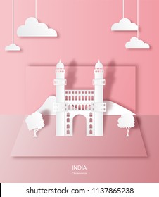Pop up design concept,famous landmark of India,paper cut style vector illustration.