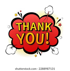 Pop design template thank you on yellow backdrop. Marketing concept. Template design.Marketing announcement