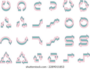 Pop dot pattern 3D arrow icon set