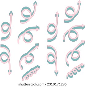 Pop dot pattern 3D arrow icon set,Swirling arrow,Spiral arrow