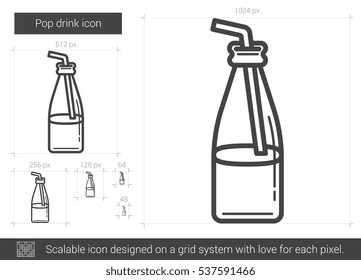 Pop drink vector line icon isolated on white background. Pop drink line icon for infographic, website or app. Scalable icon designed on a grid system.
