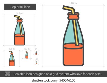 Pop drink vector line icon isolated on white background. Pop drink line icon for infographic, website or app. Scalable icon designed on a grid system.
